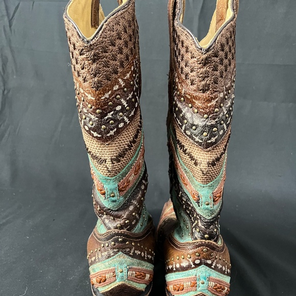 Beaded all Leather Cowboy Boots - Picture 3 of 4